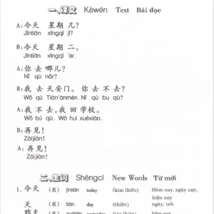 Nội dung giáo trình hán ngữ tập 1 phiên bản cũ